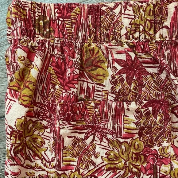 Joie Linen Blend Tropical Floral Shorts Large Red Tan - Picture 5 of 8